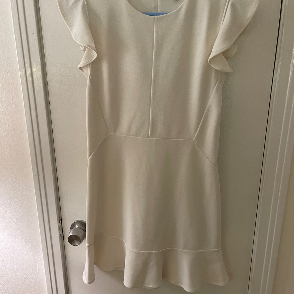 Express White Fit and Flare Mini Dress with Crew Neck